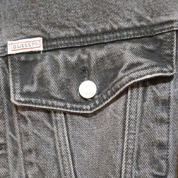 Guess Charcoal Cropped Denim Jacket - Picture 2 of 10